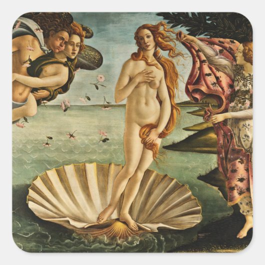 Botticelli - de geboorte van Venus Vierkante Sticker (Voorkant)