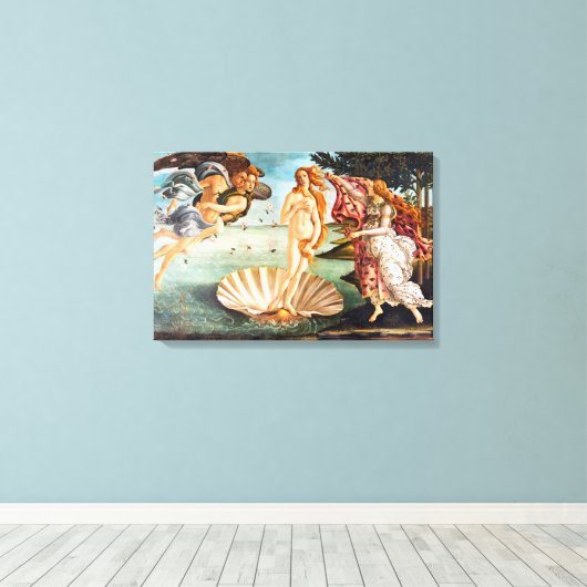 Botticelli Geboorte van Venus Hersteld Herkleurd Canvas Afdruk (Insitu (Houten vloer))