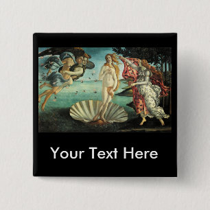 Botticelli - geboorte van Venus Vierkante Button 5,1 Cm