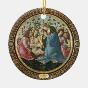 Botticelli Madonna en kind 4 engelen rode rozen Keramisch Ornament