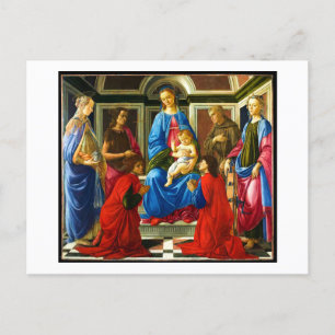 Botticelli Madonna en kind met 6 heiligen 1470 Feestdagenkaart