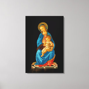 Botticelli Madonna en kind op de troon Canvas Afdruk