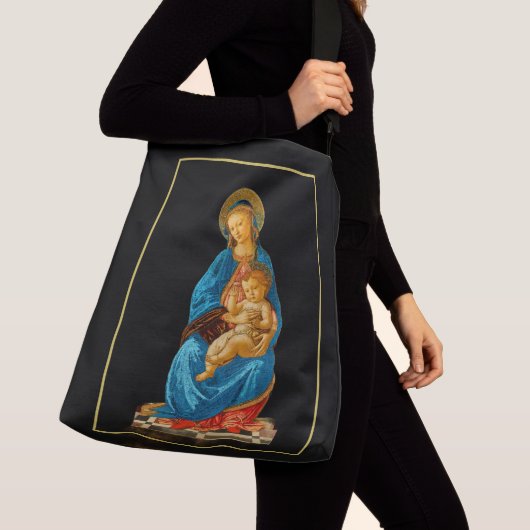 Botticelli Madonna en kind op de troon Crossbody Tas (Dichtbij)