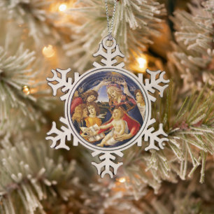 Botticelli Madonna en kind Tin Sneeuwvlok Ornament