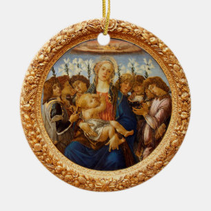 Botticelli Madonna with Child 8 Angels and Lilies Keramisch Ornament