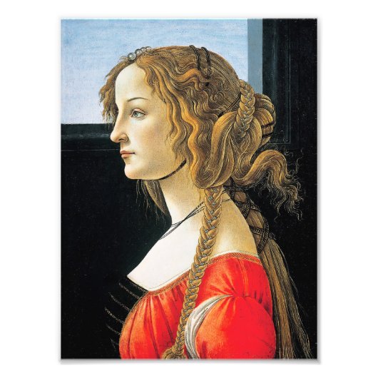 Botticelli-portret van een jonge vrouw foto afdruk (Voorkant)