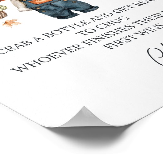 Bottle Chug Baby shower Pompoen Poster (Hoek)