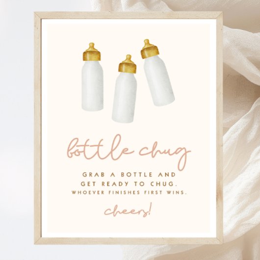 Bottle Chug Boho Baby shower Spelbord Poster