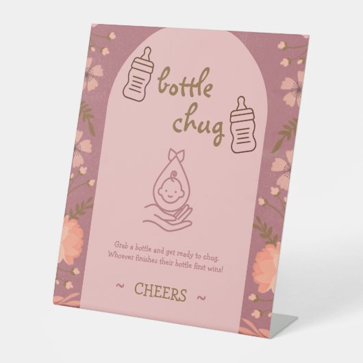 Bottle Chug Game Baby shower Reclamebord Met Voetstuk (Voorkant)