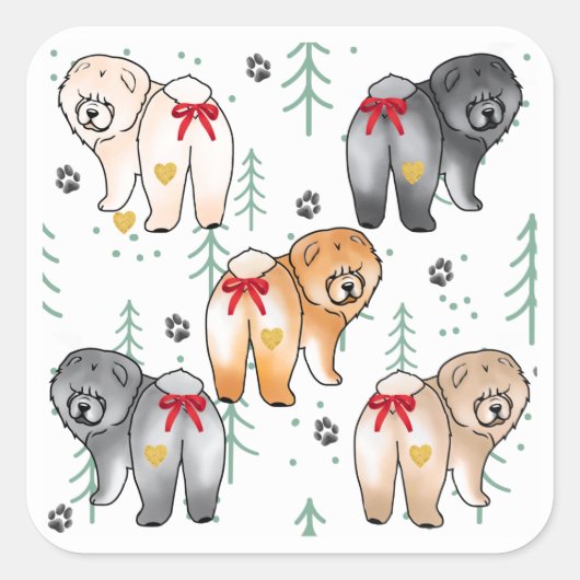 BOTTOM OF MY HEART 5 chow colors Vierkante Sticker (Voorkant)