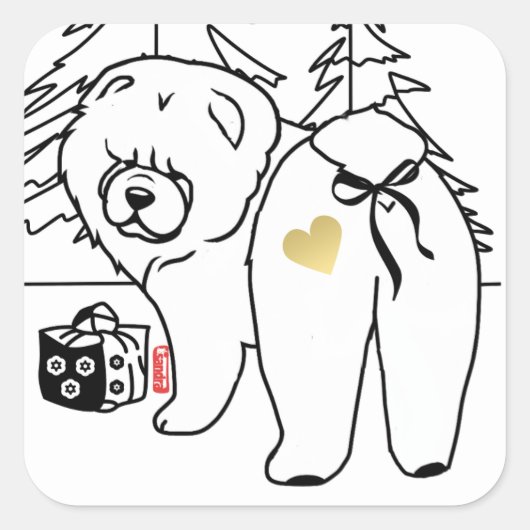 BOTTOM OF MY HEART chow holiday Vierkante Sticker (Voorkant)