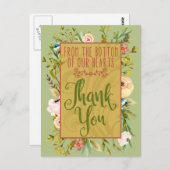Bottom of Our Hearts Bloemen Dank U Briefkaart (Voorkant / Achterkant)