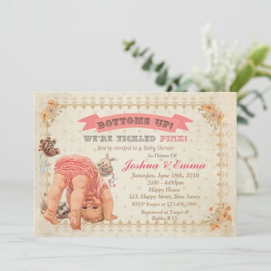 bottom up-Baby shower Kaart (Staand voorkant)