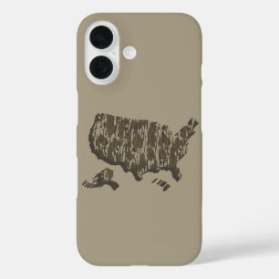 Bottomland Camo Amerikaanse kaart gecamoufleerd iPhone 16 Hoesje