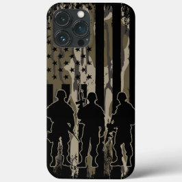 Bottomland Camo Amerikaanse vlag en soldaten iPhone 13 Pro Max Hoesje