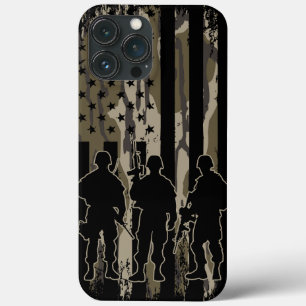 Bottomland Camo Amerikaanse vlag en soldaten iPhone 13 Pro Max Hoesje