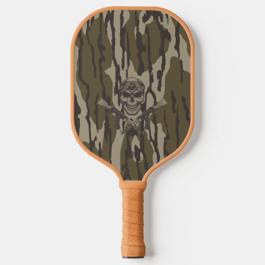 Bottomland Camo  Classic geweer en schedel Pickleball Paddle (Voorkant)