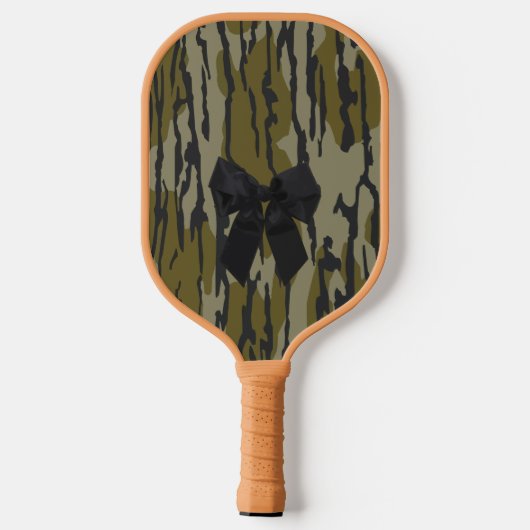 Bottomland Camo Schattige Bow Ribbon voor Vrouwen  Pickleball Paddle (Achterkant)