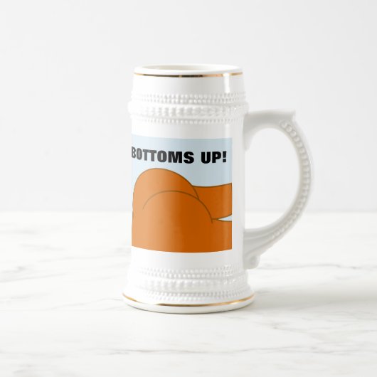 BOTTOMS UP BARE MAAR FUNNY BEER STEIN BIERPUL (Rechts)