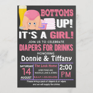 Bottoms Up Luiers voor Drinken Het is een meisje Kaart