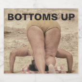 Bottoms Up Retro Bikini Bottom Beach Humor Bier Etiket (Enkel label)