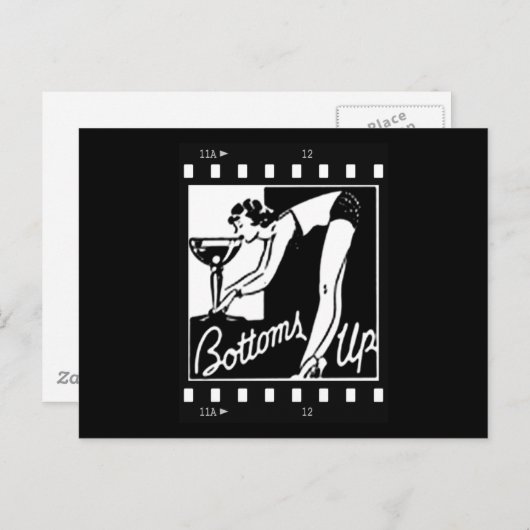 Bottoms Up Retro Lady Drink Huge Martini Briefkaart (Voorkant / Achterkant)