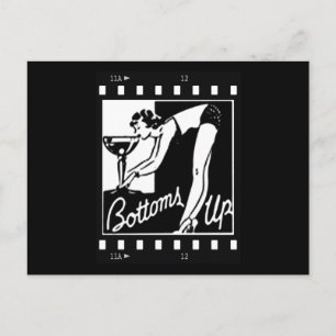 Bottoms Up Retro Lady Drink Huge Martini Briefkaart