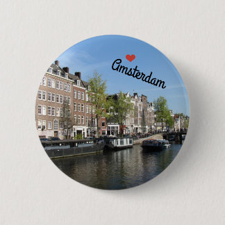 Botton / Pin ~ Amsterdam, Netherlands Ronde Button 5,7 Cm
