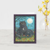 BOUBO/PYEWACKET CHAT NOIR HALLOWEEN CARTE DE NOTE (Fleur jaune)