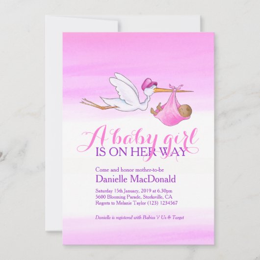 Bouche avec bébé fille foncé invitations douche bé (Devant)