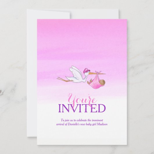 Bouche avec bébé fille foncé invitations douche bé (Dos)