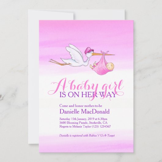 Bouche avec bébé fille invitation douche bébé (Devant)