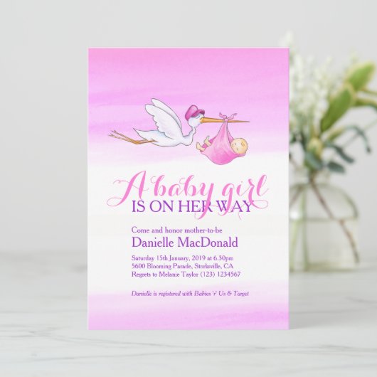 Bouche avec bébé fille invitation douche bébé (Debout devant)
