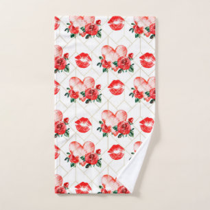 Bouche De Baiser Avec Motif Coeur Et Roses Rouges