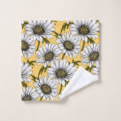 Bouches blanches, fleurs sauvages sur jaune (Gant de toilette)