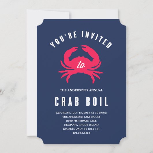 Bouchon de crabe | Invitation de fête d'été (Devant)