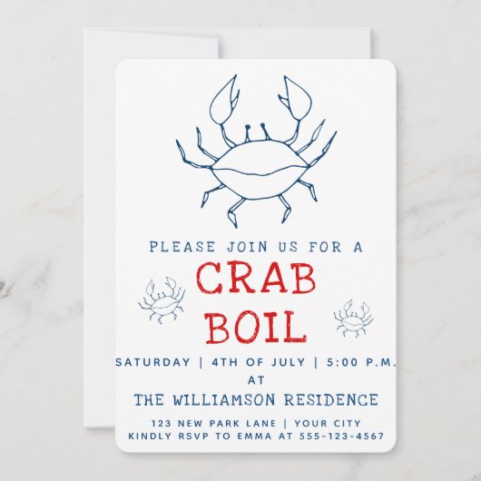 Bouchon de crabe | Invitation de fête d'été (Devant)