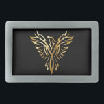 Boucle de ceinture d'or de Phoenix<br><div class="desc">Une grande boucle de ceinture pour tout homme.  Cette boucle comporte un arrière - plan noir avec une silhouette d'or de Phoenix avec elle est des ailes répandues au loin.</div>