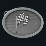 Boucle De Ceinture Ovale À damiers Drapeau couleur carbone<br><div class="desc">Vous aimerez ce cool en fibre de carbone noire à damiers drapeau "course automobile" conception de course nascar. Idéal pour les cadeaux ! Disponible sur les tee - shirts, les boîtiers de smartphones, les mousepads, les porte - clés, les affiches, les cartes, les couvertures électroniques, les manches d'ordinateur portable /...</div>