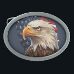 Boucle De Ceinture Ovale Aigle à drapeau américain<br><div class="desc">Montrez votre patriotisme grâce à notre superbe design American Flag Patriotic Eagle, avec son majestueux aigle chauve dressé sur fond de l'emblématique drapeau américain. Cette imagerie captivante incarne l'esprit de liberté et de fierté, ce qui en fait le symbole parfait pour afficher sur une large gamme de produits. Que vous...</div>