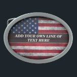 Boucle De Ceinture Ovale Ajouter votre texte sur le drapeau américain<br><div class="desc">Ajouter votre texte sur le drapeau américain</div>