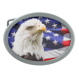 Boucle De Ceinture Ovale Américain Eagle et drapeau