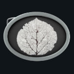 Boucle De Ceinture Ovale Aspen Feuille Squelette 1<br><div class="desc">Mon tableau numérique de 48" d'un squelette de feuille de peuplier faux-tremble,  tiré de ma série d'empreintes métalliques dimensionnelles.</div>