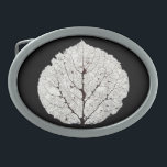 Boucle De Ceinture Ovale Aspen Feuille Squelette 1<br><div class="desc">Mon tableau numérique de 48" d'un squelette de feuille de peuplier faux-tremble,  tiré de ma série d'empreintes métalliques dimensionnelles.</div>