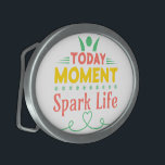 Boucle De Ceinture Ovale Aujourd'hui Moment, la vie étincelante<br><div class="desc">Beyond Shapes : Today Moment,  Spark Life,  messages positifs avec des gens joyeux,  flocons de neige,  et l'essence de la vie avec amour et embrasser le présent avec un avenir alimenté par l'amour et la positivité.</div>