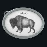 Boucle De Ceinture Ovale Big Bison Buffalo Thunder-Cove<br><div class="desc">gros bison de taureau de l'amérique du nord et de l'europe pas buffle d'eau de l'afrique et de l'asie,  pour personnaliser en changeant de nom sur n'importe quelle couleur arrière - plan</div>