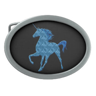 Boucle De Ceinture Ovale Blue Fire Unicorn Belt Buckle