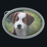Boucle De Ceinture Ovale Bruce The Border Collie Puppy, Belt Buckle<br><div class="desc">Le chiot de Border Collie,  appelé Bruce,  est photographié dans une peinture à l'huile.</div>