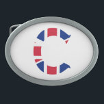 Boucle De Ceinture Ovale C Monogramme superposé sur le drapeau Union Jack<br><div class="desc">C Monogramme superposé sur Union Jack Flag Belt Buckle Design © Trinkets and Things 2017 - AHP Design. Tous droits réservés. 030417</div>