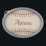 Boucle De Ceinture Ovale Cadeau personnalisé de ceinture de baseball<br><div class="desc">Le design est d'art original.</div>